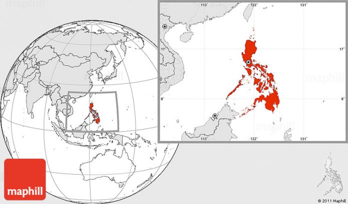 Blank location map of Philippines, highlighted continent.