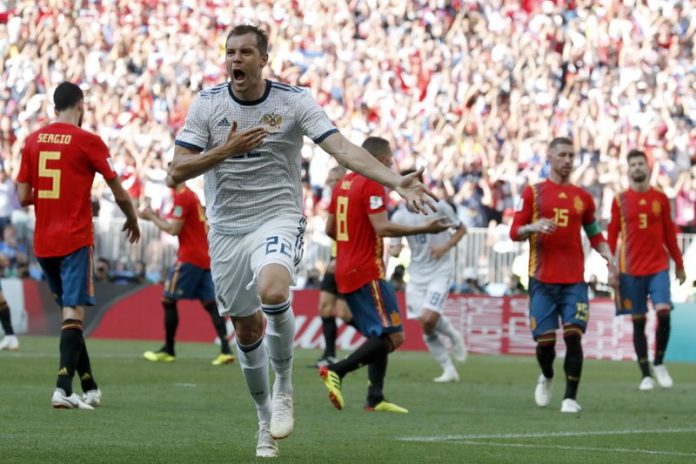 sports russia ousts spain