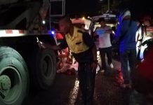 Cement mixer truck runs over woman