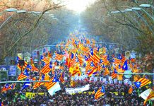 Catalan separatists stage mass protest in Barcelona