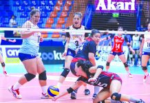 PH SUPERLIGA: PLDT disconnects Marinerang Pilipina PLDT Home Fibr Power Hitters’ Gretchel Soltones attempts to save the ball. PSL