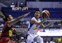 Magnolia Hotshots’ Jiovani Jalalon attempts a reverse layup after evading the defense of San Miguel Beermen’s Christian Standhardinger. SPIN.PH