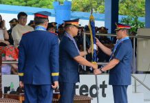 New PRO-6 chiefās focus: internal cleansing, crimes TURNOVER OF COMMAND. Police Brigadier General John Bulalacao (center), outgoing police director of Western Visayas, turns over to his successor, Police Brigadier General Rene Pamuspusan, the Regional Directorās Personal Flag during yesterday afternoonās (June 27, 2019) turnover ceremony in Camp Delgado, Iloilo City. Looking on is the Philippine National Policeās deputy chief for operations, Police Lieutenant General Archie Francisco Gamboa. IAN PAUL CORDERO/PN