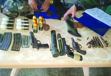 Police seized these weapons from 53-year-old Hilarion Combong in Barangay Buhang, Hamtic, Antique on Friday, July 5. STEPHEN LOUIE CHECA/PN
