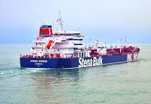 Iran says British tanker seized over collision In this undated photo issued Friday July 19, 2019, by Stena Bulk, showing the British oil tanker Stena Impero at unknown location, which is believed to have been captured by Iran. AP