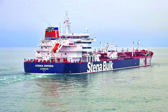 British oil tanker Stena Impero In this undated photo issued Friday July 19, 2019, by Stena Bulk, showing the British oil tanker Stena Impero at unknown location, which is believed to have been captured by Iran. AP