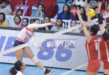 Creamline takes Game 1 of Premier V-League finals Creamline Cool Smashers scores a hit against two Petro Gazz Angels defenders. SPIN PH