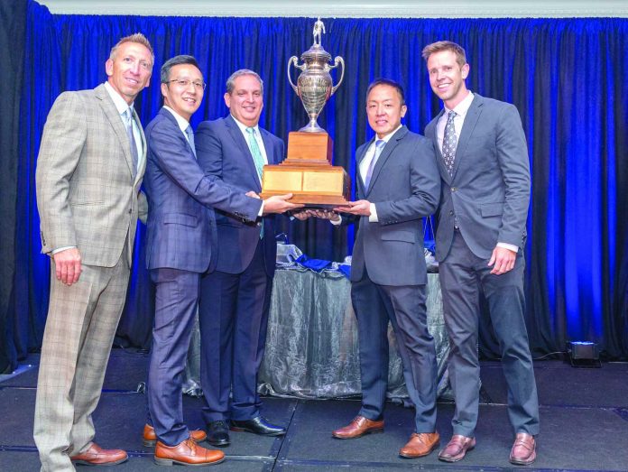 Fred Maytag Award 2019 From left: Chad Lange, Whirlpool Corporation; Tanny Chu, Whirlpool Corporation; Carlos Vasquez, Whirlpool Corporation; John Sioco, Excellence Appliance Technologies; and Trey Northrup, Whirlpool Corporation.