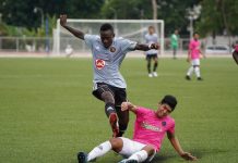 Kaya-Iloilo aims to end losing run Kaya-Iloilo’s Jordan Mintah jumps on a fallen Stallion-Laguna player during their first encounter on May 29, 2019. KAYA ILOILO PHOTO