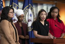Lawmakers blast Trump’s racist attacks U.S. Rep. Alexandria Ocasio-Cortez, D-N.Y., speaks as, from left, Rep. Rashida Tlaib, D-Mich., Rep. Ilhan Omar, D-Minn., and Rep. Ayanna Pressley, D-Mass., listen during a news conference at the Capitol in Washington, Monday, July 15, 2019. They fired back at what they called Trump’s “xenophobic bigoted remarks” and said it was time for impeachment. AP