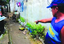 A resident points the location of a stabbing incident between two neighboring families in Barangay Mansilingan, Bacolod City on July 28. Two persons were killed and four others were injured, according to the police. ARCHIE ALIPALO/PN