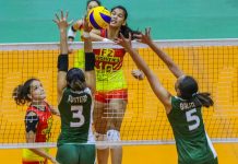 F2 Logistics mauls Sta. Lucia in PH Superliga in Silay City F2 Logistics Cargo Movers’ Mary Joy Baron scores over the defense of Sta. Lucia Lady Realtors’ Rachel Austero and Roselle Baliton. PSL PHOTO
