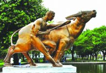 NegOcc to update tourism dev’t plan This sculpture depicting a man standing alongside a water buffalo is one of the features of the Negros Occidental Capitol Park and Lagoon. The provincial government will update its tourism development plan in collaboration with the Department of Tourism in Western Visayas. PHOTO COURTESY OF AILEEN VALENZUELA