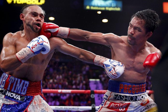 Pacquiao Thurman Manny Pacquiao lands a punch on Keith Thurman during his points victory over the defending welterweight champion. AP