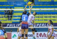 Generika-Ayala defeats Marinera in Superliga Bacolodnon Patty Jane Orendain of Generika-Ayala Lifesavers attempts to score against Marinerang Pilipina Lady Skippers’ Seth Rodriguez. PSL PHOTO