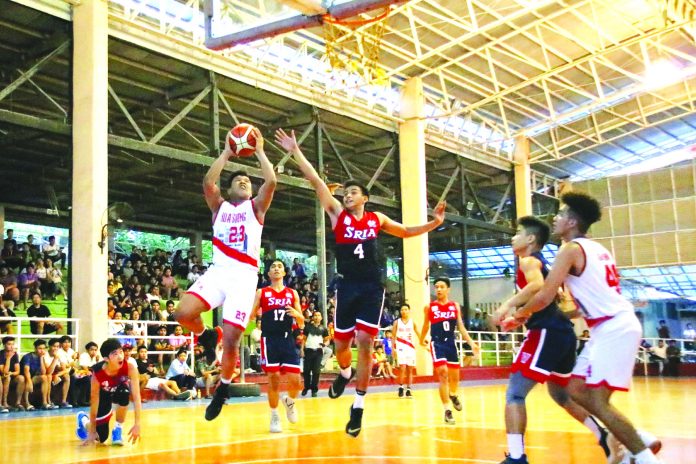 Reneil Gamboa Hua Siong College of Iloilo Red Phoenix’s Reneil Gamboa hangs in the air for an inside hit. WINMEL LEE