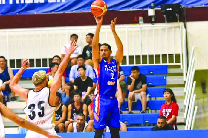 Mighty Sports-Go for Gold Philippines’ Roosevelt Adams scores over a Jordanian defender. CIGNAL-SBP
