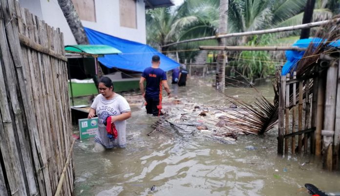 In Barangay Tiolas, San Joaquin, Iloilo some houses got flooded due to southwest monsoon rains enhanced by tropical depression “Falcon”. PHOTO COURTESY OF SAN JOAQUIN BFP
