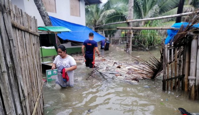 San Joaquin, Iloilo Flood In Barangay Tiolas, San Joaquin, Iloilo some houses got flooded due to southwest monsoon rains enhanced by tropical depression “Falcon”. PHOTO COURTESY OF SAN JOAQUIN BFP
