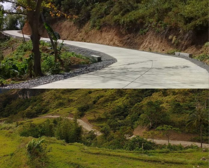 Concreted farm-to-market road in Brgy. Cubay in Alimodian, Iloilo (top) and opening of new FMR from Brgy. Bobon in Leon, Iloilo to Brgy. Manasa in Alimodian, Iloilo (bottom), providing better access to the highland communities in central Iloilo. Photo courtesy of DPWH, Iloilo 4th District Engineering Office.