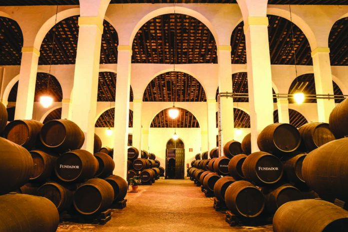 Bodegas Fundador Inside Bodegas Fundador in Jerez de la Frontera, Spain.
