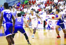 Eliud Poligrates ignites with five triples to lead Marinerong Pilipino Skippers to a lopsided win over Asia’s Lashes. PBA PHOTO