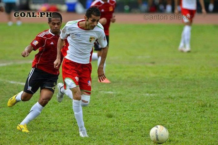 Hamed Hajimehdi leads Mendiola FC 1991 to victory in the team’s match against Global-Makati FC in the 2019 Philippines Football League in Batangas. GOAL PH PHOTO