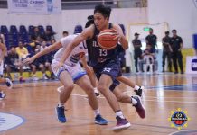 Iloilo Royals mauls Marikina squad in Maharlika caging Donald Gumaru of the Iloilo United Royals wards off his Marikina Shoemasters defender. MPBL PHOTO