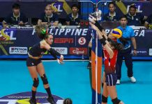 Jannine Navarro of Cignal HD Spikers directs her attack against the defense of Petron Blaze Spikers’ Aiza Maizo Pontillas and Cherry Rondina. PSL PHOTO