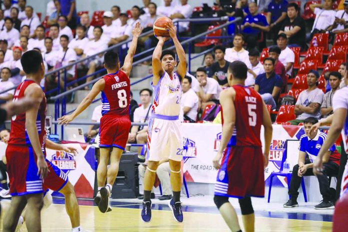 Jhonard Clarito tallies 19 points for Marinerong Pilipino Skippers in their 2019 PBA D-League Foundation Cup match against the AMA Online Education Titans. PBA PHOTO