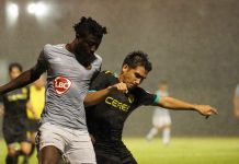 Ceres repeats over Kaya in PH Football Kaya Futbol Club-Iloilo’s Jordan Mintah tangles with Ceres-Negros FC’s player for the ball. KAYA-ILOILO PHOTO