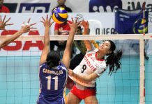 Motolite hammers Air Force in Premier V-League Motolite Power Builders’ Myla Pablo hammers a shot against the Philippine Air Force Lady Jet Spikers’ Judy Anne Caballejo. SPORTS VISION PHOTO