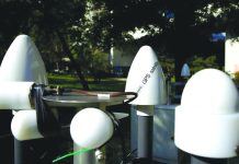 Antennas of a testing facility for seismic and infrasound technologies of the Comprehensive Nuclear-Test-Ban Treaty Organization are shown in the garden of their headquarters in Vienna, Austria. REUTERS