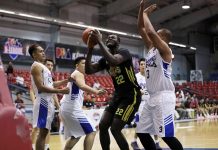 Technological Institute of the Philippines Engineers’ Papa Ndiaye attempts an inside hit. PBA PHOTO