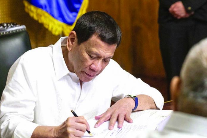 President Rodrigo Duterte President Rodrigo Duterte signed Murang Kuryente Law on Aug. 8. Under this measure, P208 billion from the net government share of the Malampaya funds will be allocated to pay for the stranded contract costs and debts of the NPC (National Power Corporation). ABS-CBN NEWS