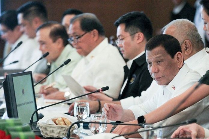 President Rodrigo Duterte President Rodrigo Duterte and his Cabinet members approve the P4.1-trillion proposed 2020 national budget during a Cabinet meeting on Monday at the Palace. ACE MORANDANTE/PRESIDENTIAL PHOTO