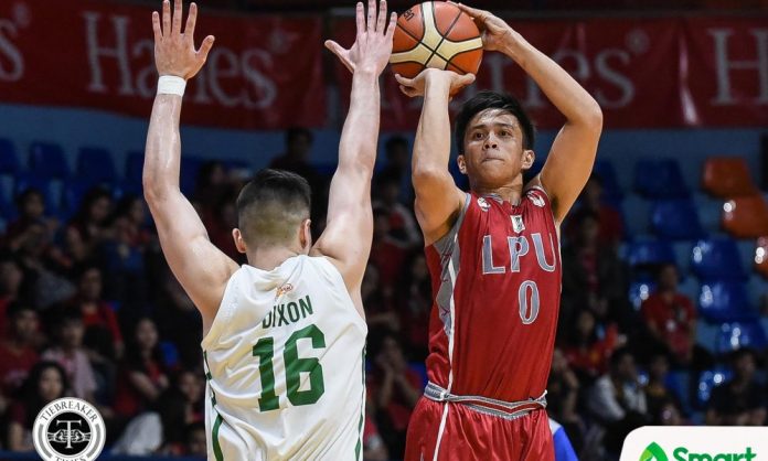 Ralph Tansingco Lyceum of the Philippines Pirates’ Ralph Tansingco attempts a shot against College of St. Benilde Blazers’ Edward Dixon. TIEBREAKER TIMES PHOTO