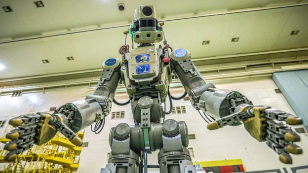 Russia Rocket Russia launches a rocket carrying a life-sized robot named Fedor to the International Space Station. AFP