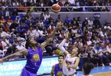 TNT dethrones Ginebra, enters PBA Comm finals TNT KaTropa’s Terrence Jones swats the floater attempt of Barangay Ginebra San Miguel Kings’ LA Tenorio. PBA PHOTO
