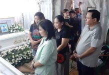 VP Leni visits sea mishap victims in Iloilo, Guimaras Vice President Leni Robredo visits on Aug. 12, 2019 the wake in Mandurriao, Iloilo City of residents who were casualties in the Aug. 3 Iloilo Strait capsizing of three motorboats. This is the wake of drowning victims Jhen Lloyd Jay Salanatin and brother Jhaeron Mars, cousin Jhairus James Alejado, and their grandmother Adora Java. Mayor Jerry Treñas accompanies Robredo. CITY HALL PHOTO