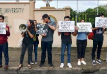 ‘WE’RE ACTIVISTS, NOT TERRORISTS’ Students oppose military presence in schools IS STUDENT ACTIVISM A CRIME? Students of West Visayas State University in Iloilo City stage a picket on Aug. 23, 2019 denouncing the planned deployment of government security forces in schools. Just this Aug. 20, students of the University of the Philippines Visayas in Miag-ao, Iloilo staged a walkout against the plan. IAN PAUL CORDERO/PN