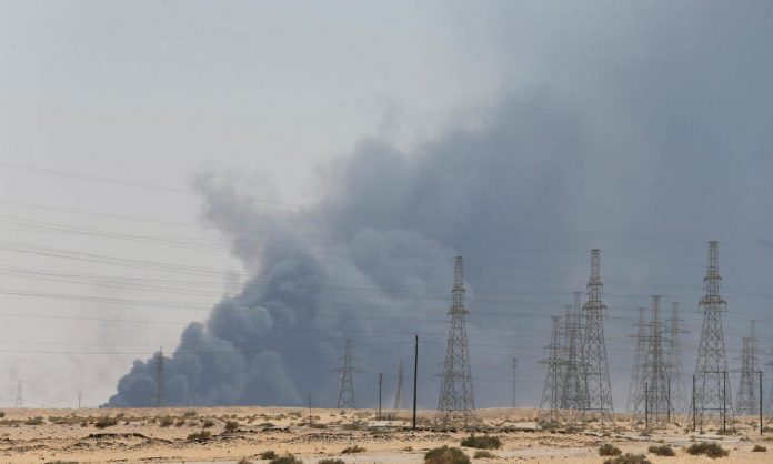 Clouds of smoke fill the area following an attack at the Aramco factory in Abqaiq, Saudi Arabia on Sept. 14. European leaders accused Iran for the attacks while the latter denied any involvement. REUTERS