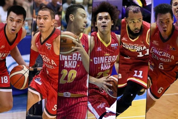 Arthur dela Cruz, LA Tenorio, Gregory Slaughter, Japeth Aguilar, Stanley Pringle, and Earl Scottie Thompson. TIEBREAKER TIMES PHOTO