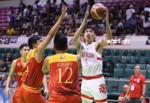 San Beda University Red Lions’ Calvin Oftana goes for an inside basket. SPIN.PH PHOTO