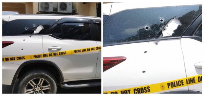 AMBUSH MARKS. These are some of the bullet holes sustained by the vehicle of Roxas City human rights lawyer Criselda Azarcon-Heredia from armed men who ambushed her yesterday, Sept. 23, 2019, in Sigma, Capiz. Human rights alliance Karapatan says the ambush was indicative of the deteriorating human rights situation in the country where critics who raise legitimate demands, including human rights defenders, are deemed as targets. Photo courtesy of Atty. Criselda Azarcon-Heredia, Bulatlat