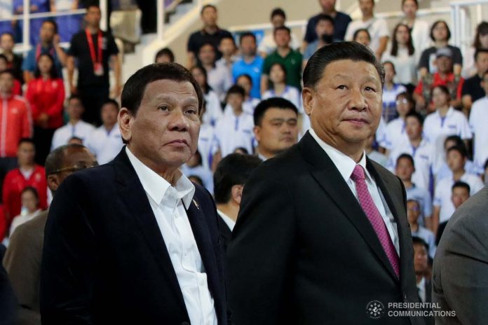 Duterte Xi President Rodrigo Roa Duterte witnesses the program proper during the opening ceremony of the FIBA Basketball World Cup 2019 at the National Aquatics Center in Beijing, People’s Republic of China on August 30, 2019. PCOO