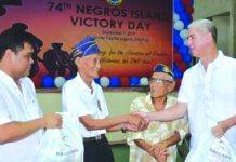 NegOcc war veterans honored on ‘Victory Day’ Negros Occidental Gov. Eugenio Jose Lacson (right) and Vice Gov. Jeffrey Ferrer distribute gifts to surviving World War II veterans during the commemoration of the 74th Negros Island Victory Day at the Negros Occidental Multi-Pupose Activity Center on Sept. 9. NEGROS OCCIDENTAL PIO