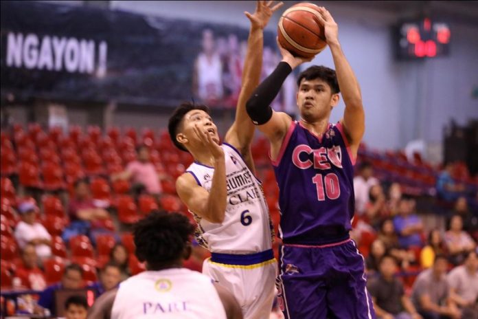 Joshua Fontanilla Joshua Fontanilla of BRT Sumisip Basilan-St. Clare Saints tries to stop the shot attempt of Centro Escolar University Scorpions’ Rich Guinitaran. PBA MEDIA GROUP PHOTO