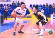 Nico Paolo Javelona of Bacolod Master’s Sardines attempts to steal the ball from fellow Bacolodnon Clark Bautista of the Biñan City Laguna Heroes. MBPL PHOTO