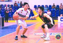Bacolod survives Biñan City, 69-68, in Maharlika caging Nico Paolo Javelona of Bacolod Master’s Sardines attempts to steal the ball from fellow Bacolodnon Clark Bautista of the Biñan City Laguna Heroes. MBPL PHOTO
